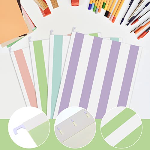 24 Pack Hanging File Folders Letter Size 1/5 Cut Adjustable Tab Macaron Striped Hanging File Organizer And Interior Folders Holder For Home Office Paper Organization, 11.7 X 9.3 Inch (Stripe Style) #TOP4