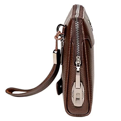 Mens Leather Zipper Clutch Wallet with Combination Lock Large Capacity Wristlet Clutch Bag2