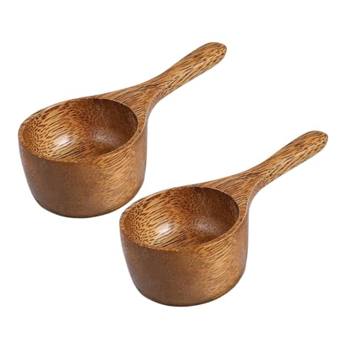 STOBAZA 2個 木製計量スプーン点 コーヒー豆スクープ兼用 耐久性のある頑丈な木材製 式マルデザイン キッチンやベーキングに