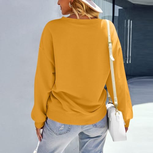 Image of Women Crew Neck Sweatshirts Fall Casual Oversized Sweat Shirts Long Sleeve Cute Preppy Sweatshirt Comfort Pullover