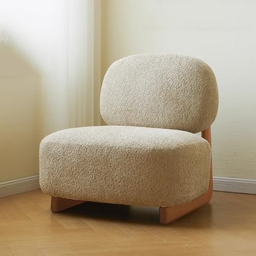 Lazy - Silla de sofá de madera maciza, silla de cachemira para sala de estar y dormitorio, diseño curvado de espuma resistente, asiento acogedor para leer, relajarse y decoración del hogar