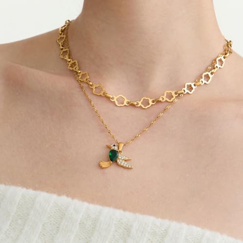 Image of 18k Gold Plated Vintage Dainty Pink Gemstone Bow Pendant Necklace Women Court Style Oval Cut Zircon Necklace
