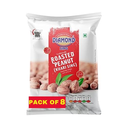 Image of Diamond Sing - Pack of 8 180 Gram Each | Roasted Peanut (Khari Sing) with Husk, Roasted Groundnut 180 Gms | High Protein - Gluten Free Mungfali | Vacuum Packed Salted Singdana