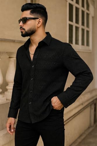 Image of Men's Solid Linen Cotton Shirt, Casual, Plain, Full Sleeve, Summer-Regular Fit, Stylish, Everyday Formal Wear