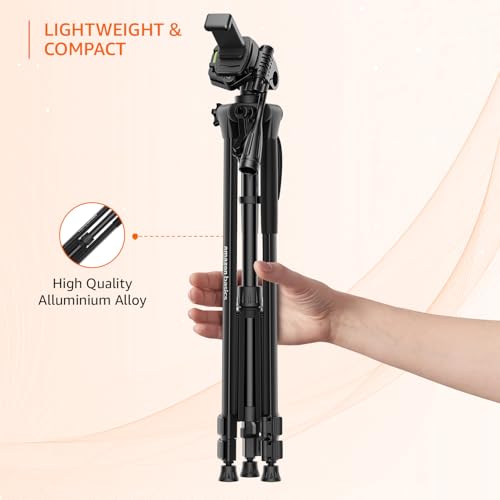 Image of Amazon Basics 67 Inch (170CM) Tripod for DSLR, Camera | Operating Height: 5.57 Feet| Maximum Load Capacity up to 5kg | Portable Lightweight Aluminum Tripod 360 Degree Ball Head | Carry Bag (Black)