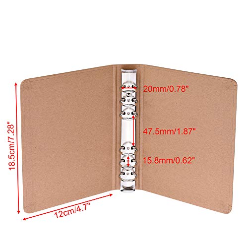 Bcp 2Pcs Kraft Paper 6-Holds Round Ring Binder Binding Hard Cover Protector For Journal Note Book (A6 Size) #TOP1