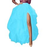 Karneval Kostüm Damen Tutu Rock Fastnacht Asymmetrisch Röcke Hexenrock Blumendruck Fasching Abgestuft Mehrfarbig Bubble Retro 80er Jahre Maxi Party Zubehör Ballett Tüllröcke, Himmelblau
