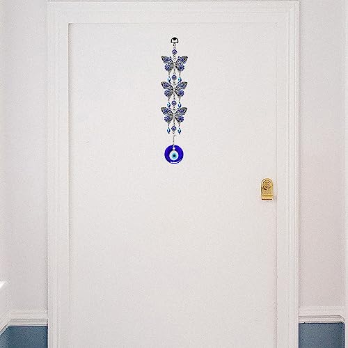 Turkish Blue Evil Eye Hamsa Hand Car Wall Hanging Decoration Ornament (Butterfly+hamsa), 26cm*10cm - Image 3