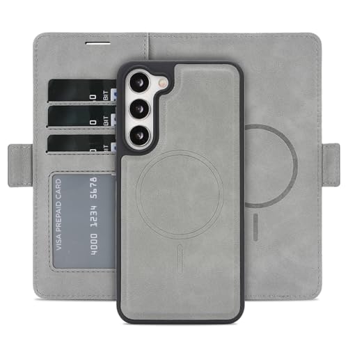 Riyuri Galaxy S26 Plus �p �P�[�X ���̓}�O�l�b�g 2in1 �蒠�^ Magsafe�Ή� �J�[�h���[ 3�� �M�����N�V�[ S26+ �J�o�[ �ϏՌ� ���^ �y�� TPU ���� Qi�[�d (�O���[, Galaxy S26 Plus)