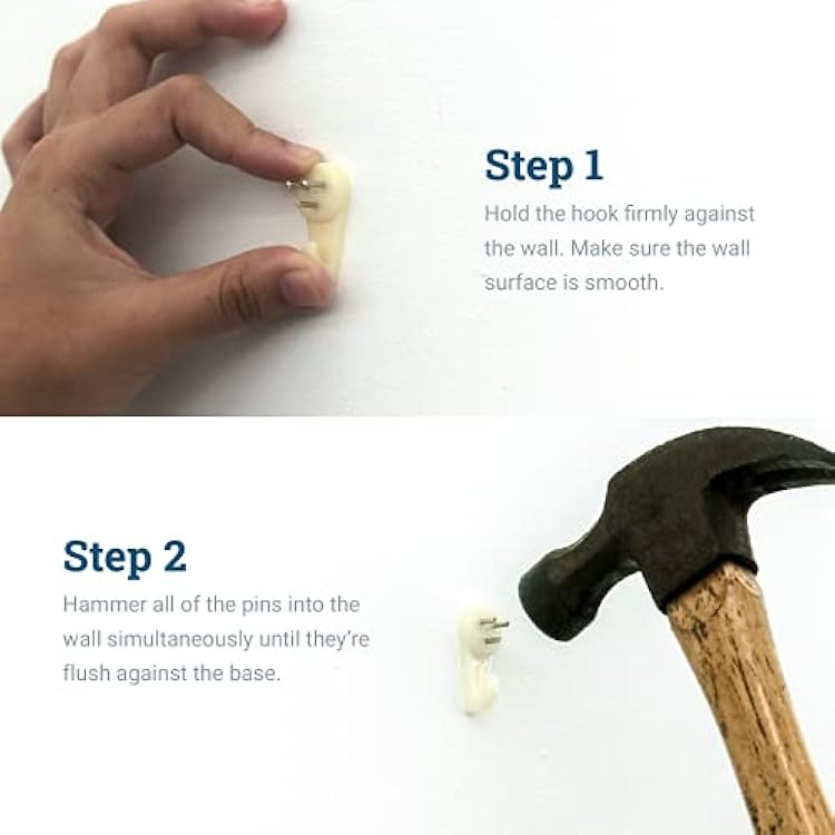Concrete Wall Hooks Small - Supports 20lbs - Picture Hangers for Drywall - Invisible Plastic Hardwall Hanger for Pictures Frames, Art, Clocks, Etc.