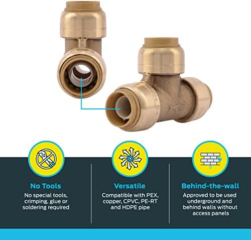 SharkBite U362LFA 1/2-Inch Tee, Plumbing Fittings for Residential and Commercial Water Applications, Lead-Free