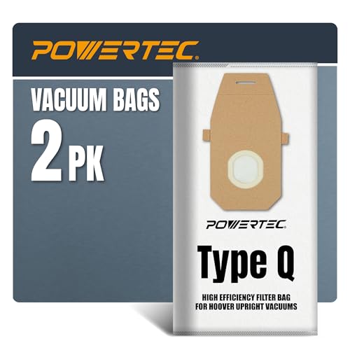Image of POWERTEC Type Q HEPA Vacuum Bags 2 Pack for Hoover Upright UH30010COM, UH30010, CH50400 Vacuum Cleaners, Replacement Dust Filter Bag for AH10000, 902419001 (75140)