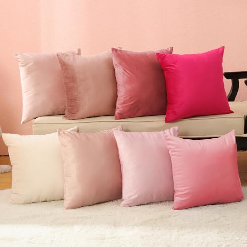 Mixweer 8 Pcs Gradient Velvet Throw Pillow Covers Set Decorative