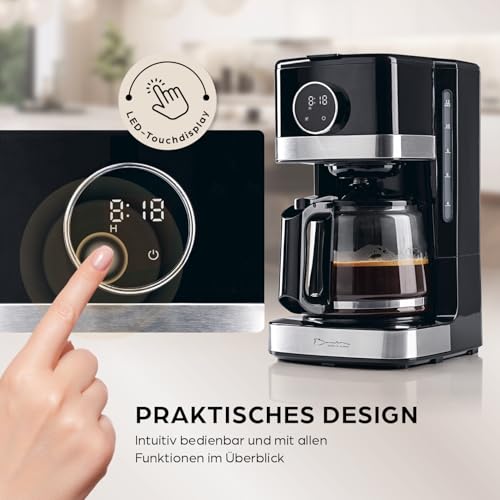 Barista Kaffeemaschine mit Touchdisplay | Filterkaffeemaschine mit 900W und mit Glaskanne - 1,5 Liter Kaffeekanne | Filtermaschine für Kaffeepulver - für bis zu 12 Tassen Kaffee 4