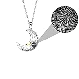Projection Necklace Personalised，925 Sterling Silver Necklace Pendant Sun and Moon Couple Necklace...