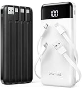 charmast 2 Pack 10000mAh Portable Charger, Power Bank with Built-in 4 Cables, 6 Outputs &amp; 3 Input...