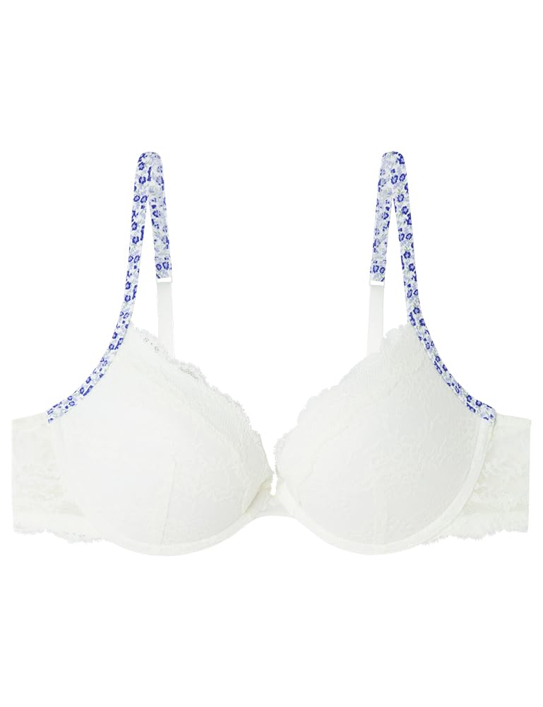 Women'secret Push Up Spring Helankas Reggiseno Blu Con Pizzo E Fiocco – 5B Donna, Imbottito E Ricamato