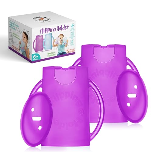 Image of Flipping Holder Squeeze Proof Food Pouch Holder for Toddlers, Babies, Kids, Mess Free No Squeeze Juice Box Drink and Applesauce Snack Holder with Easy Grip Handles and Lid