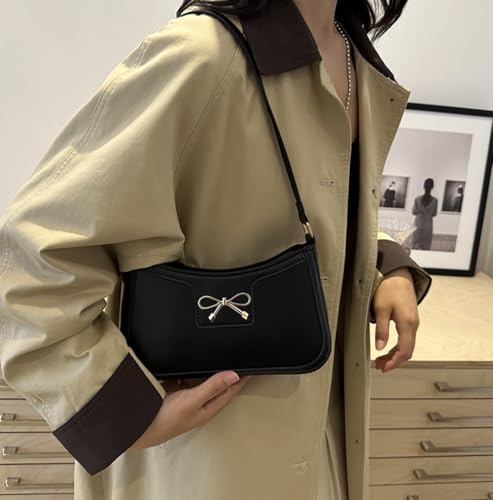 AIPJOY Small Shoulder Bag For Women,Bow Shoulder Handbags Trendy Y2k PU Leather Purses2