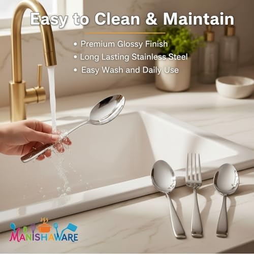 Image of Classic Silver 12 Pcs Stainless Steel Cutlery Set for Dining Table, Dishwasher Safe Glossy Flatware