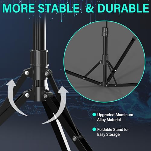 UBeesize 14'' LED Foldable Ring Light with 62'' Tripod Stand, Selfie Ring Light for Video Recording, Live Streaming, TikTok & YouTube, Compatible with iPhone & Android (Black) by UBeesize - Image 4