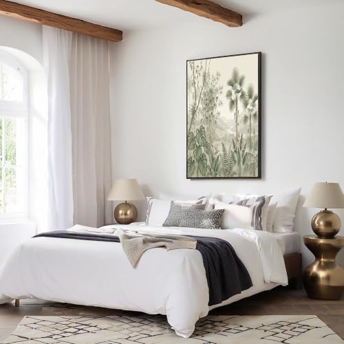 Jungle tropicale murale art toile vert sauge pour chambre