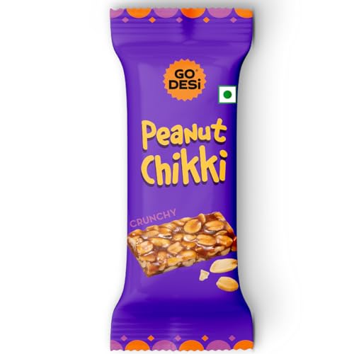 Go Desi Peanut Chikki Bar | No Added Preservatives and Colours | Gajak | Sweets | Made with Jaggery | Gazak | 50 pieces | 750gm