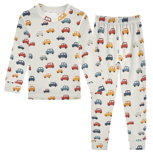 Pajama Sets Long Sleeve Colorful Cars Pattern Cute Soft Comfy Sleepwear 2 Piece PJS 3-8T