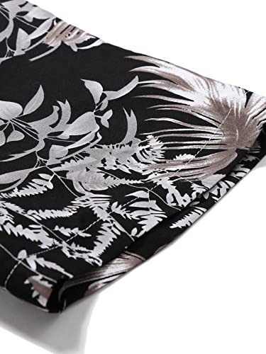 Floerns Men's Casual Tropical Print Button Down Short Sleeve Hawaiian Shirt Multi Black L #TOP2