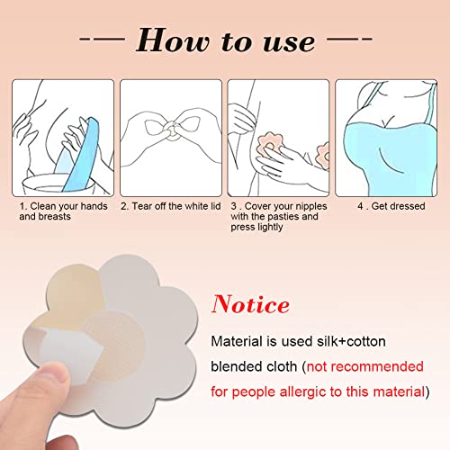 Houseen 90 Pieces Nipple Covers, Disposable Breast Peddals Stiker, Comfortable & Breathable Self-Adhesive Bra Satin Petals Pasties, Natural & No Show Breast Concealer For Women Men #TOP3