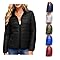 Womens Puffer Jackets Lightweight Winter Warm Puffy Coat Zipper Quilted Padded Outerwear Stand Collar down Jacket