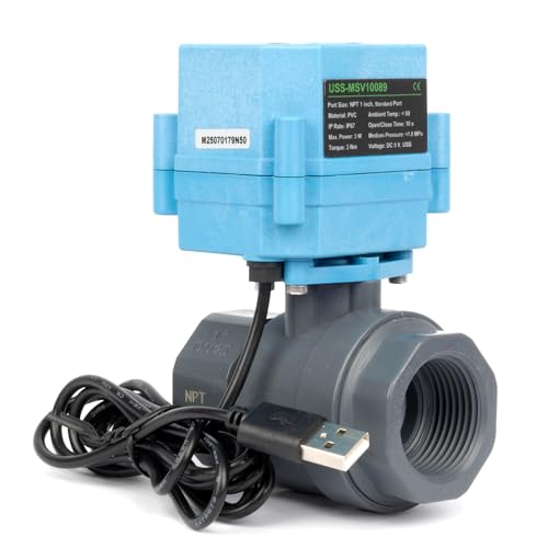 U.S. Solid WiFi Smart Motorized Ball Valve 1 inch NPT for Water Control & Irrigation, 2 Way PVC Electric Valve, USB Powered, LED Status Indicator, Flow Direction Window, Remote On/Off Control — view 3