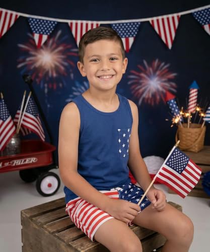 Image of Unique Baby Boys American Boy 4th of July 2pc Tank Shorts Set