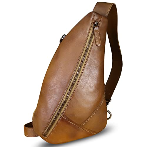Genuine Leather Silng Bag for Women and Men Vintage Leather Sling Backpack Shoulder Crossbody Bag Chest Purses2