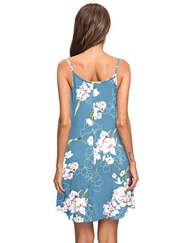 Image of MISFAY Women's Summer Spaghetti Strap Casual Beach Cover Up Dress with Pockets