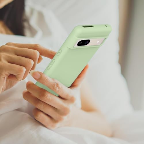 Image of MOBILOVE Back Cover Case for Google Pixel 8a | Pure Liquid Soft Matte Silicone Case with Logo and Comes with Camera and Screen Protection Back Cover for Google Pixel 8a (Mint Green)