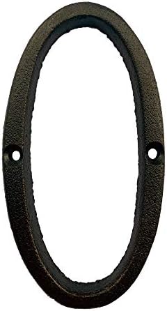 5.5 Inch High Cast Iron House Number, Solid Home Address Numbers, Elegant Black Brown Finished, Easy Install With Matching Screws, Number 0