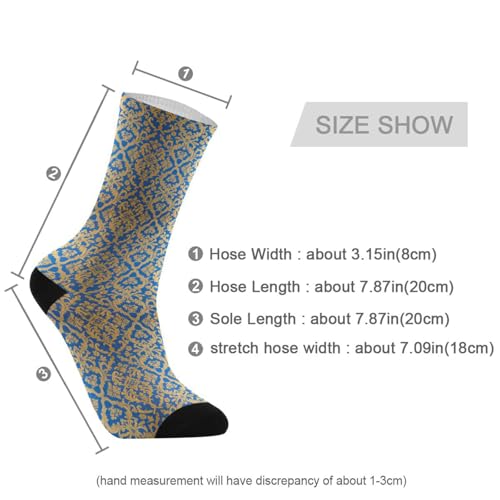 Blue and Gold Baroque Vintage Flowers men's crew socks running casual wicking black socks for men (2-Pair) 5