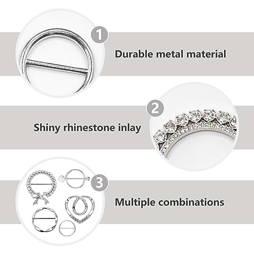 5 Pcs Scarf Ring and Slides T Shirt Tie Clips for Women Clothing Tops Side Waist Tightener Cincher Knot Holder2