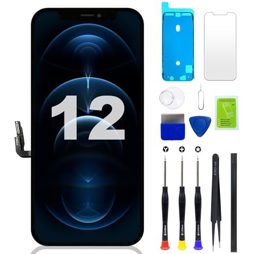 Valkymics for iPhone 12/12 Pro Screen Replacement, 6.1 inch LCD 3D Touch Display Digitizer Assembly with Repair Tools Kit, Compatible with Model A2172,A2402,A2404,A2403,A2341,A2406,A2407,A2408
