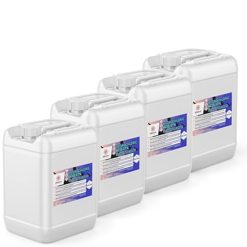 Hydrochloric Acid 37% (HCL 37%) - Technical Grade - 4 x 5 Gallon Pails – for pH Adjustment, Metal Surface Treatment, Chemical Synthesis, and Catalyst Regeneration