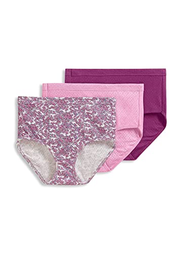 Image of Jockey Women's Underwear Elance Breathe Brief - 3 Pack, Light Raspberry /Windsor Floral Bloom /Sweet Orchid, 8