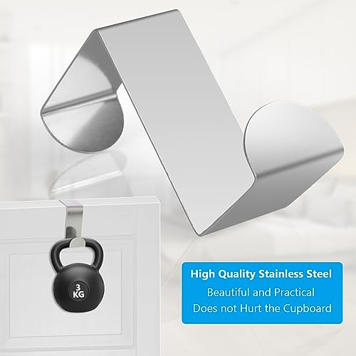 flintronic Over Door Hooks, 8PCS Heavy-Duty Over Door Hanger, Stainless Steel Coat Hooks Wall Mounted for Doors, Bedroom, Bathroom, Wardrobe, Reversible Organizer Rack for Coat, Towel, Bag, Robe - Image 3