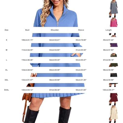 Sweatshirt Dress Women Half Zip Long Sleeve Mini Dress 2026 Fall - image 6