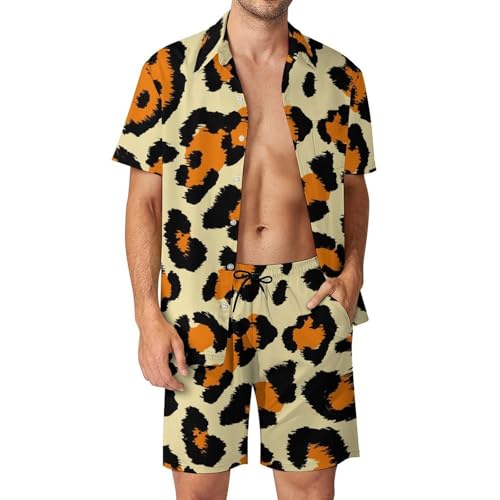 Chemise Hawaïenne Homme léopard marron pour vos journées de plage et soirées d'été en ensemble 2 pièces