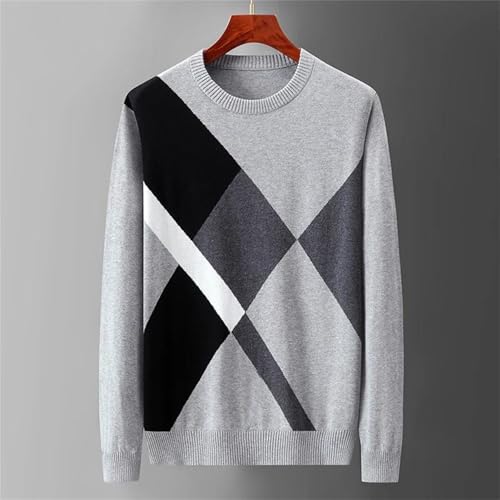 Men's Slim Fit Lightweight Cotton Sweater Crewneck Long Sleeve Plaid Knitted Pullovers Fall Winter Casual Warm Jumpers2
