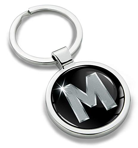 Preisvergleich Produktbild Biomar Labs® Schlüsselanhänger Buchstabe Metall Keyring Buchstaben Initialen Alphabet Autoschlüssel Geschenk Metall-Schlüsselanhänger Schlüsselbund Edelstahl Silber M, KK 13