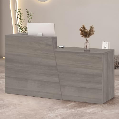 LEOAMBS 受付カウンター 木製 レセプションデスク 大容量収納 スリム設計 組み立て簡単 オフィス 美容室 アパレルショップ向け