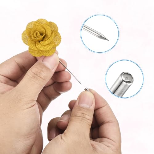 Image of PATIKIL Flower Boutonnieres Pin, Handmade Camellia Lapel Pin for Men Women Suit Wedding Graduation Anniversary Brooch Outfit Accessories