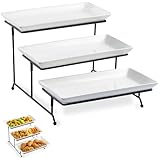 LYEOBOH Tiered Serving Stand and Platters Set, Large Tiered Tray Stand, 3 Tier Serving Tray with Collapsible Sturdier Rack, 12 Inches Tier Serving Platter for Party, Display, Dessert, and Cupcake